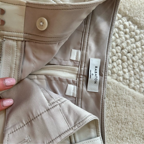 Babaton Cream Pleather Trousers - Picture 2 of 3